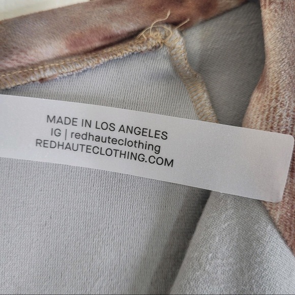 Red Haute Revolve Luxury Loungewear Velvet Watercolor Full Zip Hoodie in Sepia S - Picture 5 of 6